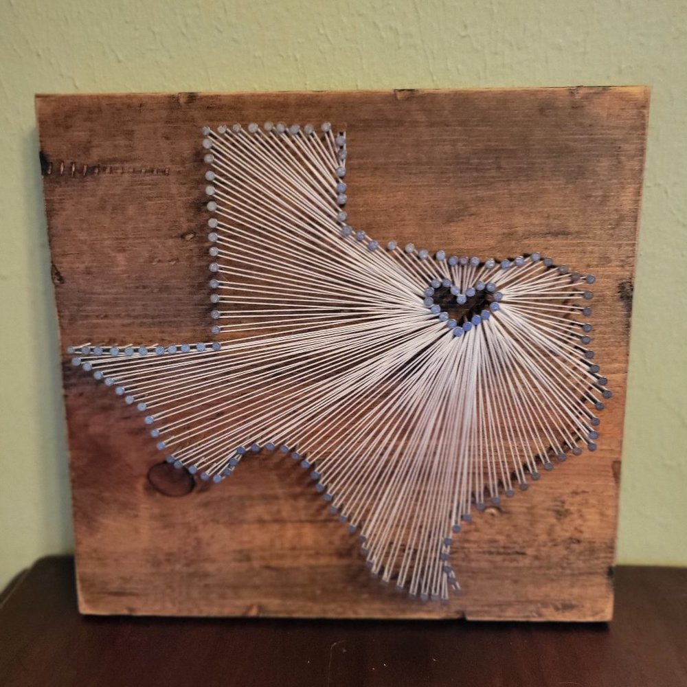 Hand Made String Art. The State of Texas. 11"x12"